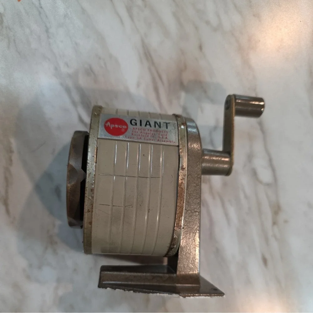 VTG Pencil Sharpener Apsco Giant Type 3A Hand Crank 6-Hole Wall Desk Mount